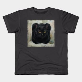 Black square cat Kids T-Shirt